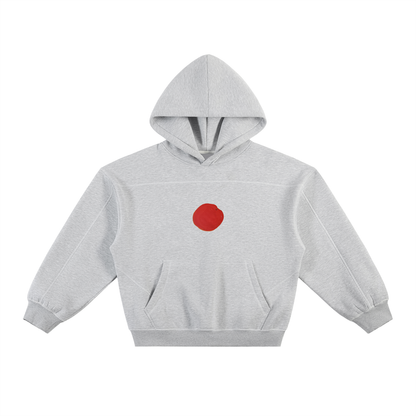 Contrast-Stitched Boxy Fleece Hoodie