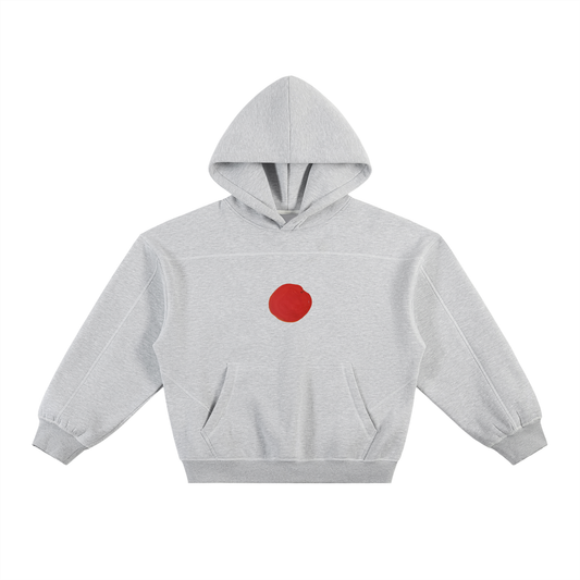 Contrast-Stitched Boxy Fleece Hoodie